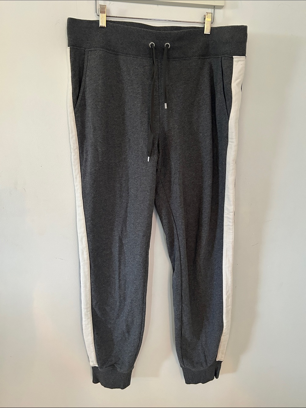 Lauren Ralph Lauren Dark Gray Sweat Joggers with White Side Stripes